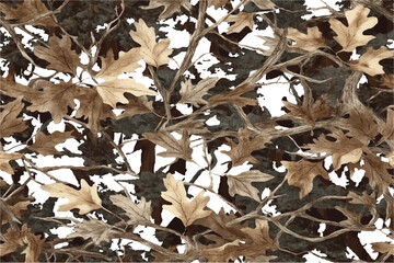 Hunting camouflage with oak tree for hunting and military. Hunting camouflage seamless pattern design. Vector Illustration
