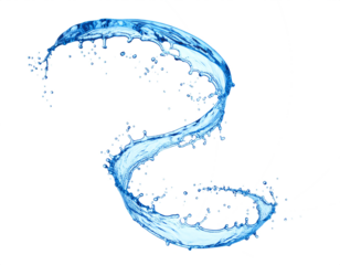 Blue water splash isolated on PNG transparent background