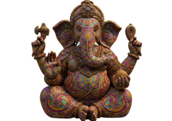 Isolated Intricate Ganesha Statue Colorful Ornament