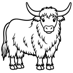 Monoline Yak Animal Vector Icon