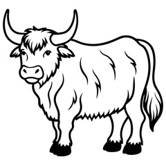 Monoline Yak Animal Vector Icon