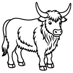 Monoline Yak Animal Vector Icon