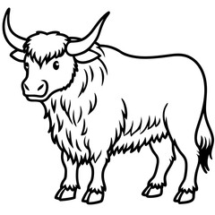 Monoline Yak Animal Vector Icon