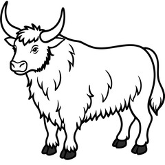 Monoline Yak Animal Vector Icon