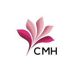 CMH "Creative Bloom Logo Concept with Gradient Leaves" CMH Later Logo, Elegant Abstract Floral Logo Design in Pink Shades"
