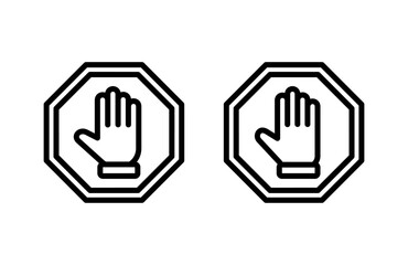 Stop icon vector illustration. stop road sign. hand stop sign and symbol. Do not enter stop red sign with hand