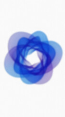 Abstract blurred blue floral shape consisting of overlapping circles against a white background