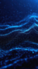 Dark blue abstract background featuring blurred wavy lines and scattered light points showing a textured gradient effect