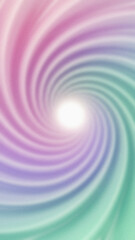 Abstract spiral with a central bright spot and blended colors including pink purple light blue and green