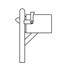 Obraz premium A simple line drawing depicts a mailbox, mounted on a post, minimalist design