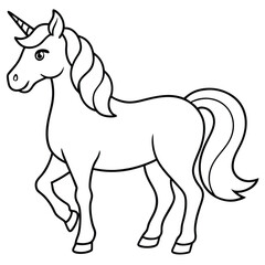Obraz premium Unicorn Coloring Page for Kids – Magical, Rainbow, and Adorable Design