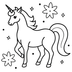 Obraz premium Unicorn Coloring Page for Kids – Magical, Rainbow, and Adorable Design