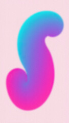 Blurred S Shaped figure gradient from blue to pink on a light pink textured background