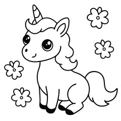 Fototapeta premium Unicorn Coloring Page for Kids – Magical, Rainbow, and Adorable Design