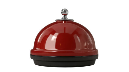 Obraz premium Title: Red Service Bell Ring Isolated on White Background Classic Desk Call Bell Icon for Alert or Reception Use
