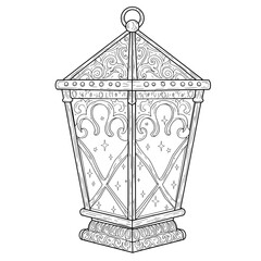 Obraz premium Intricate lantern with star accents and ornate metalwork, vintage charm in grayscale
