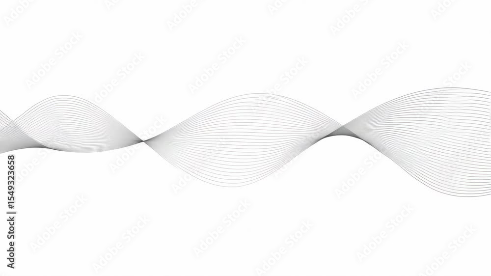 Poster Abstract wave lines twisting and flowing on white background. Dynamic pattern symbolizing sound or data visualization. Motion concept footage.