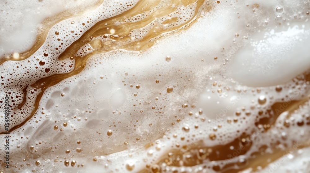 Poster this image features mesmerizing swirls of foam in a rich brown liquid, creating an abstract visual t