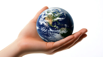 Hand Holding a Miniature Earth Globe