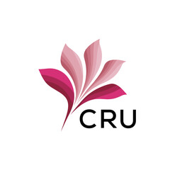 CRU Creative Minimal Nature Logo, CRU Later Logo, Modern Pink Leaf Logo Vector, Elegant Floral Abstract Logo Design. 
