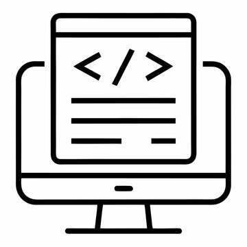 Programming code outline icon on white background