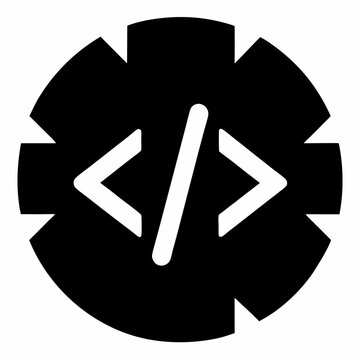 Programming code silhouette icon on white background