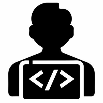 Programming code silhouette icon on white background