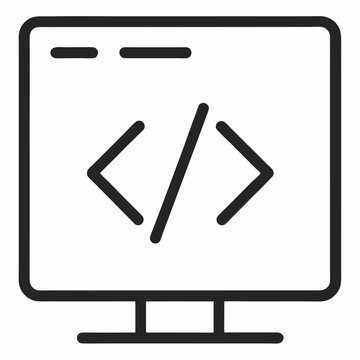 Programming code outline icon on white background