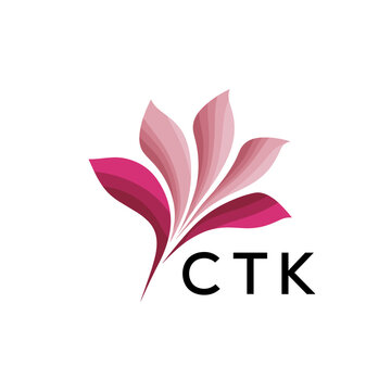 CTK Abstract Pink Flower Petals Logo with Typography , CTK Later Logo, Elegant Gradient Botanical Emblem with Text CTK , Creative Nature-Inspired Logo Concept Isolated on White.
