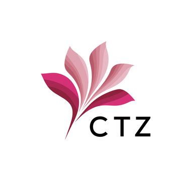 CTZ Abstract Pink Flower Petals Logo with Typography , CTZ Later Logo, Elegant Gradient Botanical Emblem with Text CTZ , Creative Nature-Inspired Logo Concept Isolated on White.
