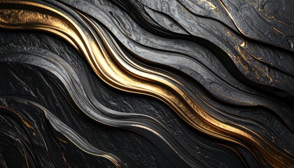 Abstract Black And Gold Wave Design Background