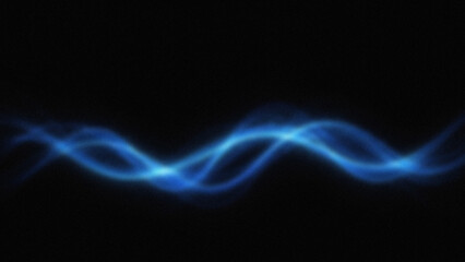 Abstract blue glowing wave pattern on a black background The wave has curves and bends and appears to be floating