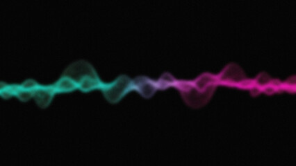 Abstract image of a gradient wave pattern fading from teal to pink on a black background