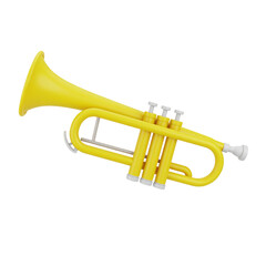 Fototapeta premium Plastic Style Trumpet Musical Instrument Illustration Isolated on White Background