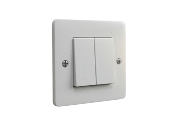 Isolated White Plastic Light Switch Plate with Two Toggle Switches