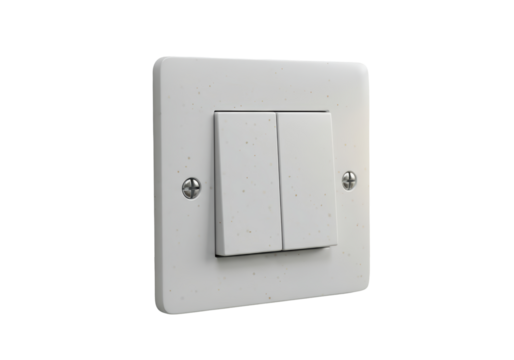 Isolated White Plastic Light Switch Plate with Two Toggle Switches