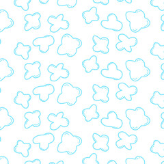 cloud shapes in light blue outline on a white background. The playful and organic forms are ideal for kids' designs, pattern creation, or decorative illustrations.