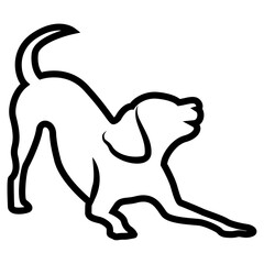 playful dog icon, Dog playing, illustration or silhouette of dog.