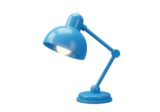 Isolated Blue Desk Lamp Illuminating Study Space