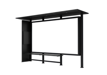 Isolated Bus Stop with Blank Advertising Panel