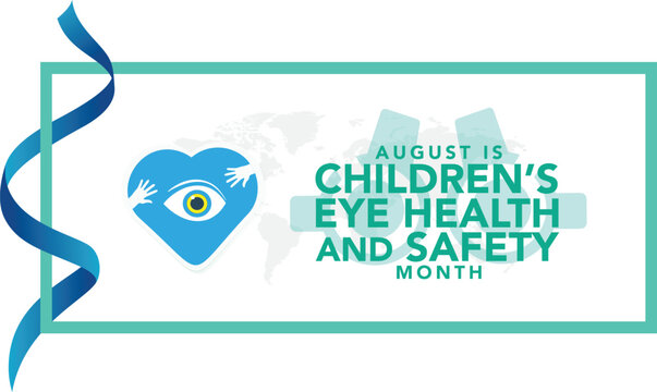 Children's Eye health and safety month is observed every year in August, it encourages parents to learn how to protect their child's eyesight. Vector illustration