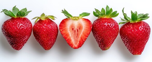 The vibrant strawberries arranged beautifully showcasing their rich color and texture.