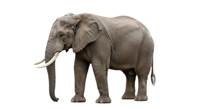 Isolated Elephant with Tusks