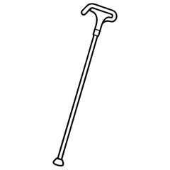 Walking Cane Silhouette Vector Art