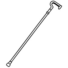 Walking Cane Silhouette Vector Art