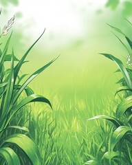 Obraz premium Lush Green Grass with Soft Light and Gentle Nature Background