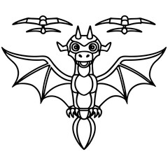 Dragon Drone line art vector