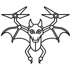 Dragon Drone line art vector