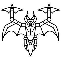 Dragon Drone line art vector