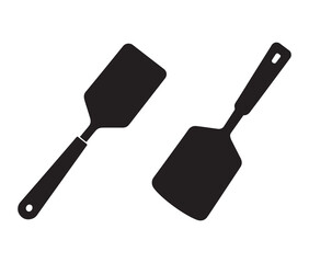 Minimalist spatula illustration kitchen utensil clipart. Silhouette cooking spatula icons.